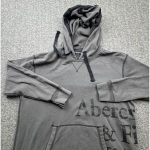 Abercrombie & Fitch Men's Pullover Drawstring Hoodie AOP Gray Size XL
